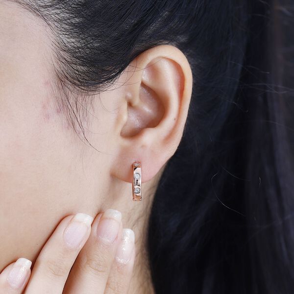 Wei&szlig;er Diamant P Ohrringe 925 Silber Ros&eacute;gold Vermeil ca. image number 3