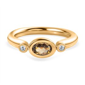 AA natürlicher goldener Tansanit und Zirkon Ring- 0,47 ct.