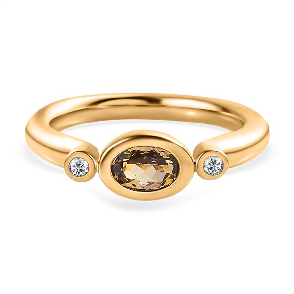 AA nat&uuml;rlicher goldener Tansanit und Zirkon Ring- 0,47 ct.