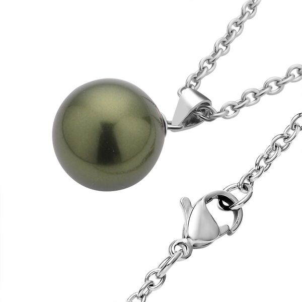 2er Set, Grüne Muschelperlen-Anhänger mit 50 cm Kette und Ohrringe- 45 Ct. image number 4