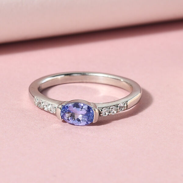 Tansanit und Zirkon Ring 925 Silber platiniert  ca. 0,56 ct image number 2