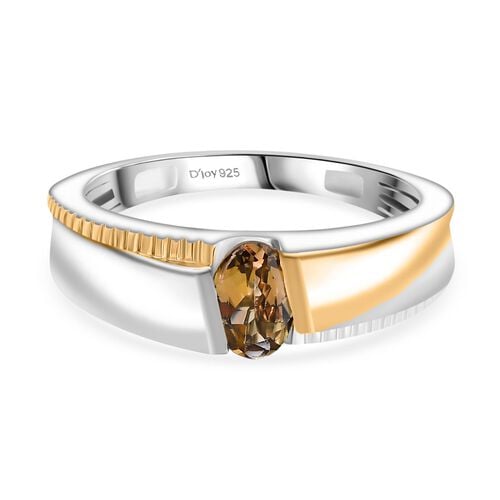 D’joy AA Natürlicher goldener Tansanit Ring 925 Silber platiniert und vergoldet (Größe 16.00) ca. 0,43 ct image number 0