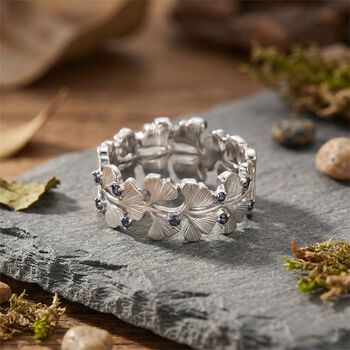 GP - Gr&uuml;ner Diamant, Kanchanaburi Blauer Saphir Ring 925 Silber Rhodiniert (Gr&ouml;&szlig;e 20.00) ca. 0,15 ct