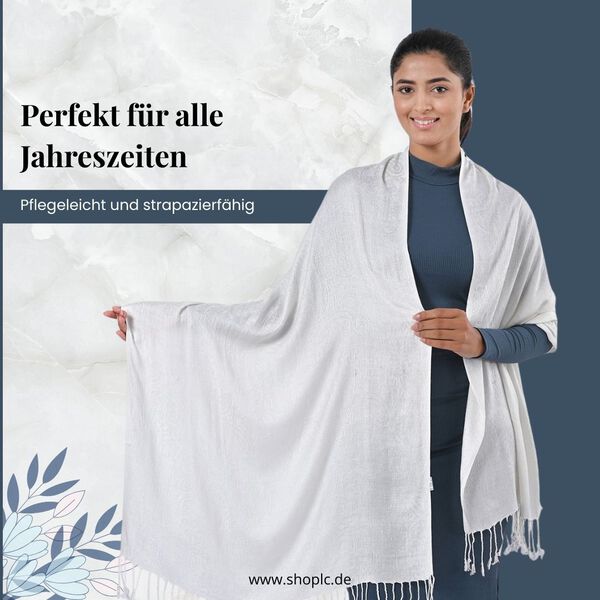 Jacquard-Schal aus Viskose, 70x195 cm, Elfenbeinfarben image number 2