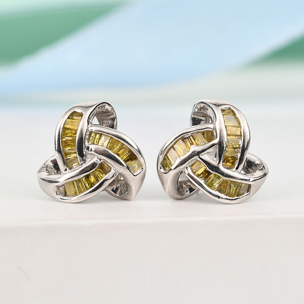 D'Joy gelbe Diamant Liebesknoten Ohrstecker, 925 Silber platiniert - 0,25 ct. image number 2