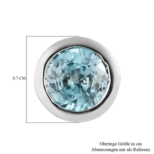 Kambodschanischer, blauer Zirkon-Ohrstecker, 925 Silber platiniert ca. 1,64 ct image number 5