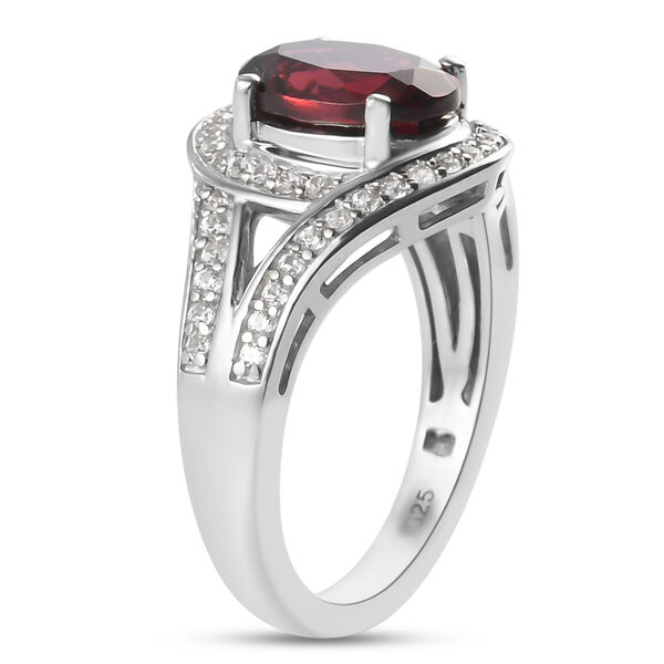 Rhodolith Granat und Zirkon Ring 925 Silber platiniert  ca. 3,06 ct image number 3