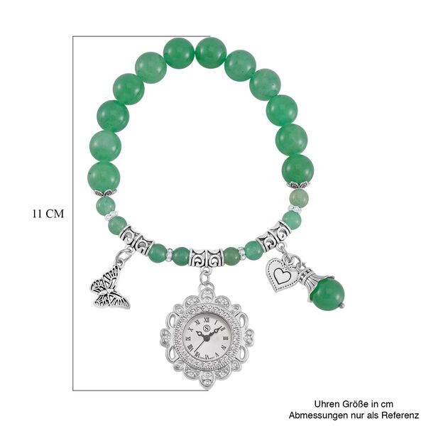 STRADA - Japanisches Uhrwerk, Grüner Aventurin, Weißer Kristall Flexible Uhr 18.5 cm 316L Edelstahl ca. 25.30 ct image number 5