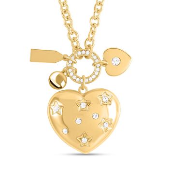 Wei&szlig;e Kristall-Herz-Charms-Halskette und Ohrringe - 1.80 ct.