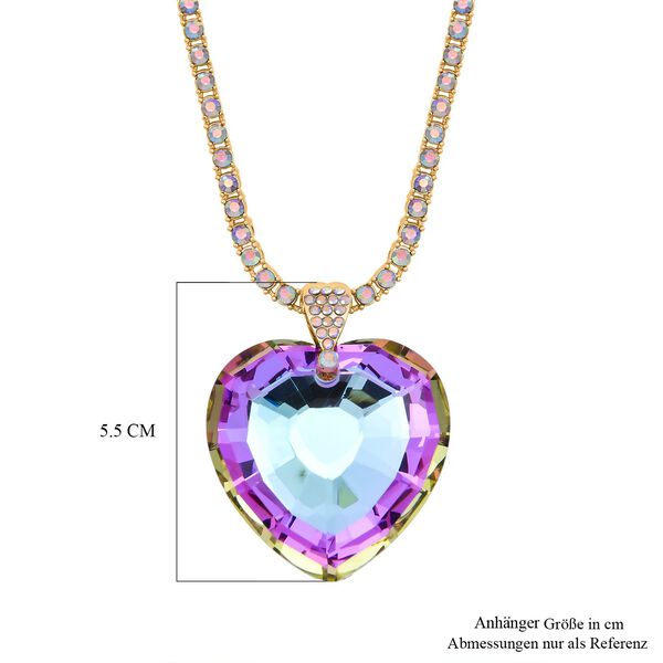 Mystische Rosa Kristall Anhänger mit Kette, Goldfarben image number 5