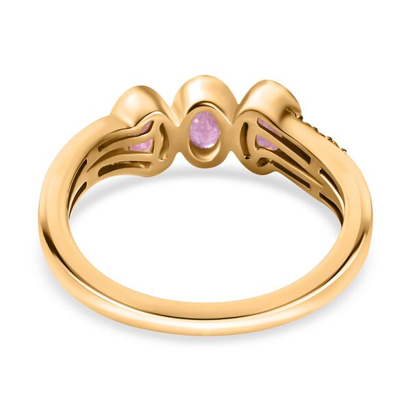 Ilakaka Rosa Saphir (Fissure gefüllt), weißer Zirkon Ring, 925 Silber vergoldet (Größe 19.00) ca. 1.08 ct image number 5
