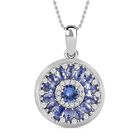 Tansanit Anhänger mit Kette, 925 Silber platiniert ca. 1.95 ct