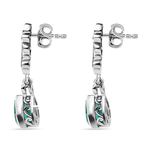 Pfau Triplette Quarz, wei&szlig;er Zirkon Ohrringe 925 Silber Platiniert ca. 3.18 ct image number 5