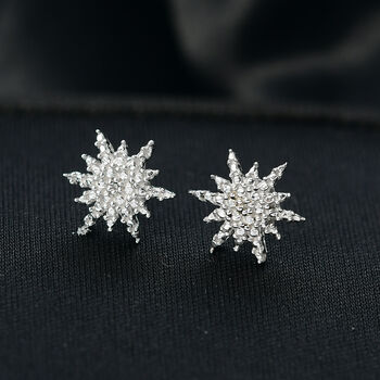 Ohrringe mit Diamantakzenten, 925 Silber platiniert