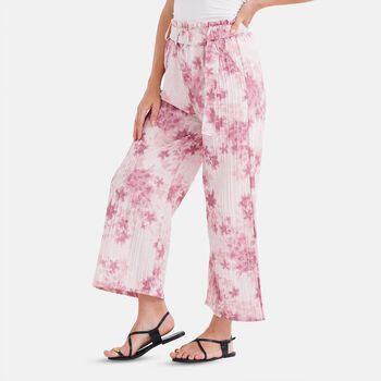 Weit geschnittene Hose, Blumenmuster, 99&times;35,5cm, Aprikose