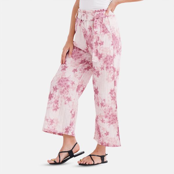 Weit geschnittene Hose, Blumenmuster, 99×35,5cm, Aprikose image number 3