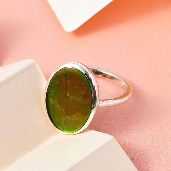 Kanadischer Ammolit-Ring, 925 Silber platiniert  ca. 6,74 ct image number 2