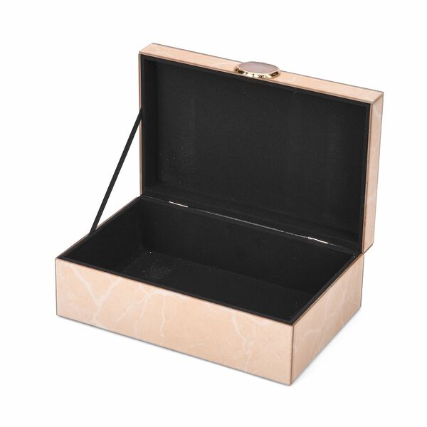 2er-Set Glas-Schmuckbox mit Marmormuster, 28x18x10cm (L) und 21x12x7cm (S), Crème image number 5