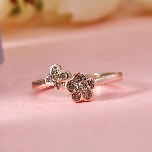 Natürlicher Champagner Bypass Ring 925 Silber Roségold Vermeil image number 2