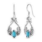 INDIAN ARTISTRY - Sleeping Beauty Türkis Ohrringe 925 Silber rhodiniert 2.30 ct