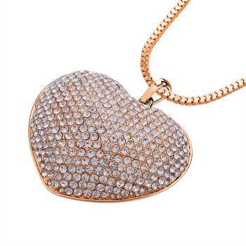 Kristall-Herz-Anh&auml;nger mit Kette in Ros&eacute;goldton - 5 ct.