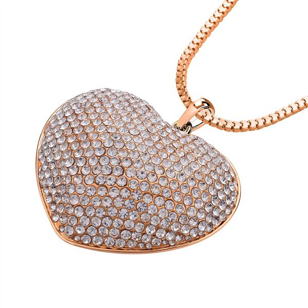 Kristall-Herz-Anhänger mit Kette in Roségoldton - 5 ct. image number 3