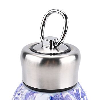 LIVMORE - Isolierflasche aus 316L Edelstahl mit Doppelwand und Blumenmotiv, Blau, f&uuml;r hei&szlig;e und kalte Getr&auml;nke, 260 ml