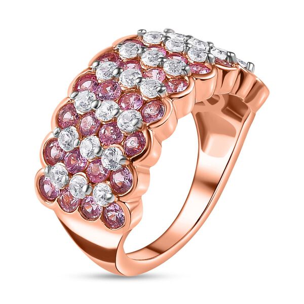 AA Rosa Saphir, Wei&szlig;er Zirkon Ring, 925 Silber Ros&eacute;gold Vermeil (Gr&ouml;&szlig;e 17.00) ca. 3.22 ct image number 5