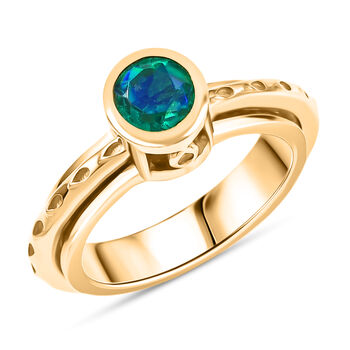 D'Joy Pfau Quarz Triplette Ring 925 Silber 750 Gelb Vergoldet (Gr&ouml;&szlig;e 21.00) ca. 0,95 ct