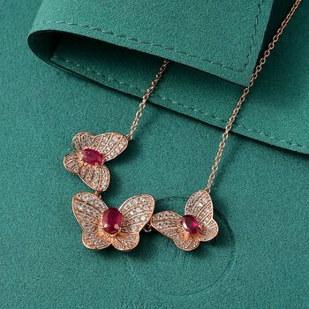 GP Trionfo Kollektion - AA Afrikanische Rubin, Zirkon und Kanchanaburi blaue Saphir-Halskette, 45cm - 4,95 ct.