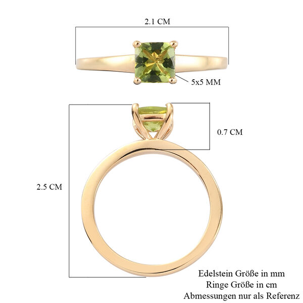 Peridot Solit&auml;r Ring 925 Silber 585 Vergoldet image number 7
