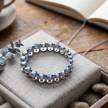 LUXURIANT DIAMOND - Lab Grown Blauer Diamant SI SGL zertifiziert Schmuckset ca. 50 cm 925 Silber Rhodiniert ca. 1.07 ct