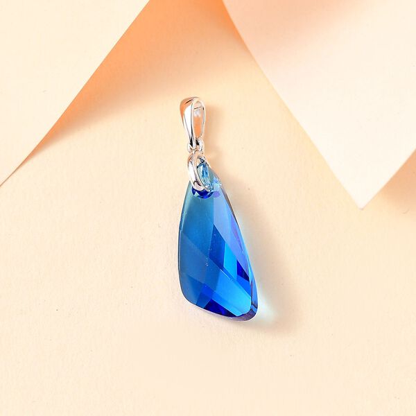 J Francis gefertigt mit SWAROVSKI- Capri blauer Swarovski Kristall Anh&auml;nger image number 2