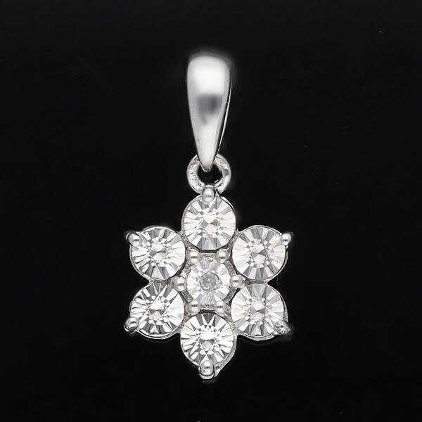 Floraler Diamant-Solitär-Anhänger in Silber image number 3