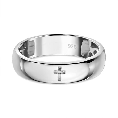 Bandring mit Kreuzmotiv, 925 Silber rhodiniert image number 0
