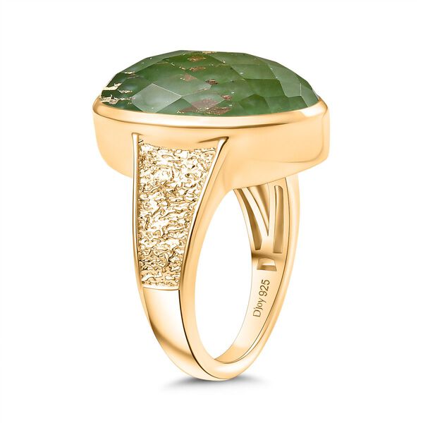 SHOPLC EXKLUSIV D'Joy Grün Blattgold-Quarz Ring 925 Silber 750 Gelbgold Vermeil (Größe 21.00) ca. 11.14 ct image number 5