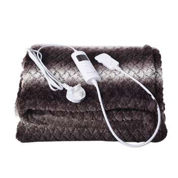 SERENITY NIGHT: Elektrisch beheizbare Kunstpelzdecke aus weichem, kuscheligem Pl&uuml;sch, 2-lagig, Streifenmuster, Braun &nbsp;