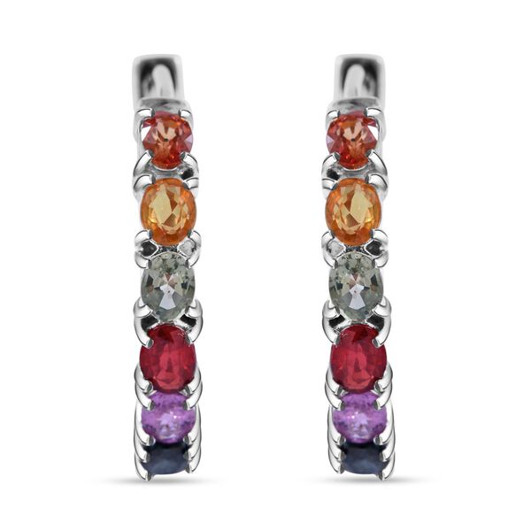 Regenbogen-Saphir Ohrringe, 925 Silber rhodiniert, ca. 5.69 ct