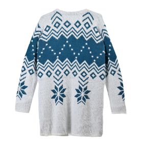 Kuscheliger Winter-Cardigan mit 2 Taschen, Einheitsgr&ouml;&szlig;e, blaues Schneeflockenmuster