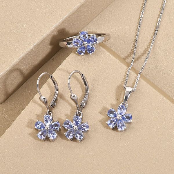 3er-Set- Tansanit Schmuckset - 3,08 ct. image number 2