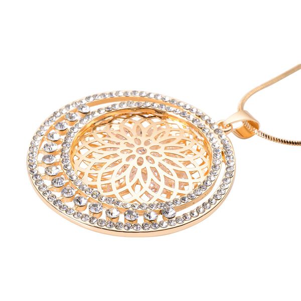 Wei&szlig;er Kristall Mandala-Anh&auml;nger mit Kette, goldfarben image number 3