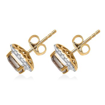 AAA Turkizit, Wei&szlig;er Diamant Ohrringe 585 Gold ca. 2,36 ct.