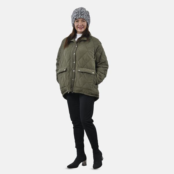 2 in 1 Infinity Schal und M&uuml;tze, Grau Leopardmuster image number 4