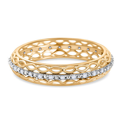 D'Joy Wei&szlig;er Diamant Ring 925 Silber 750 Gelbgold Vermeil (Gr&ouml;&szlig;e 18.00) ca. 0,15 ct