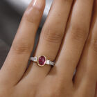 Fissure gefüllt Rubin und Zirkon Ring 925 Silber vergoldet  ca. 1,58 ct image number 2