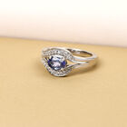 AA Tansanit und weißer Zirkon-Ring, 925 Silber platiniert  ca. 0,91 ct image number 1