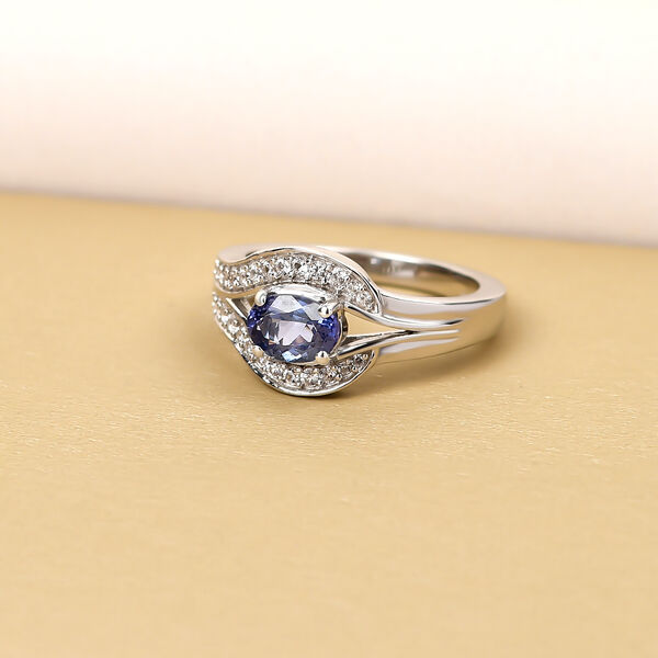 AA Tansanit und Zirkon Ring - 0,91 ct. image number 2