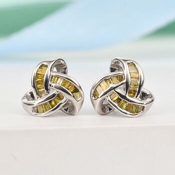 Rote Diamant keltische Knoten-Ohrstecker in Silber