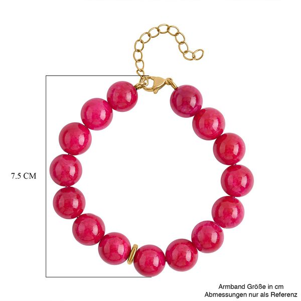 Viva Magenta-Quarzit Armband ca. 19 cm Reiner Edelstahl IP Rosa Plattierung ca. 200.00 ct image number 4