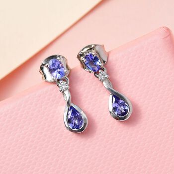 Tansanit und Zirkon Ohrh&auml;nger - 0,86 ct.